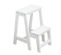 Scaletta e Sgabello Legno, Sgabello Scala Pieghevole Sgabello Pieghevole Scaletta in Legno Sedia Scalette a 2 Gradini Scaletta Pieghevole Leggera per Cucina Domestica Sgabelli da Campeggio Loft,Bianc