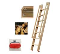 Scaletta in legno ad uscita alta per interni e soffitti, da 124,5 cm a 200,7 cm, scala di sicurezza regolabile con corrimano, per finestre, cantine, tetti e loft, durevole e sicura