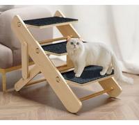 Scaletta In Legno Per Animali Domestici,Rampa Per Arrampicata Per Gatti, Pieghevole 2 In 1 Per Letto,Divano,Auto,3 Livelli Per Cani,Scala E Rampa Per Animali Domestici Di Taglia Piccola,Media