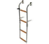 SCALETTA INOX 316 PIEGHEVOLE CON 3/4/5 SCALINI IN TEAK NAUTICA BARCA GOMMONE