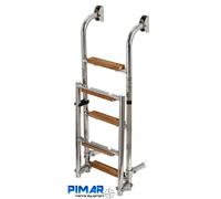 SCALETTA INOX 316 PIEGHEVOLE CON 3/4/5 SCALINI IN TEAK NAUTICA BARCA GOMMONE