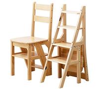 Scaletta per Biblioteca Pieghevole in Legno Massello Scaletta per Scale per Scale Sgabello Pieghevole A 4 Gradini A Doppio Uso Scala A 4 Gradini Espositore per (Color : Wood