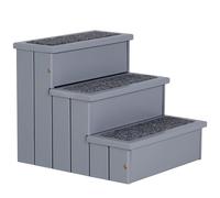 Scaletta per Cani 3 Gradini 40,5x44,5x38 cm in in Legno di Pino Grigio
