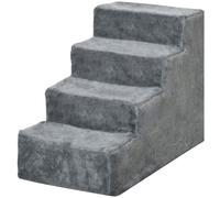 Scaletta per Cani 4 Gradini 60x35x44 cm in Flanella Sfoderabile e Truciolato Grigio chiaro