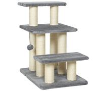 Scaletta per Cani e Gatti 3 Gradini in Peluche con Tiragraffi Sisal Grigio