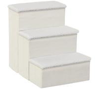 Scaletta per Cani e Gatti 3 Gradini Pieghevole e con Vano Contenitore 40x54x48 cm Bianco
