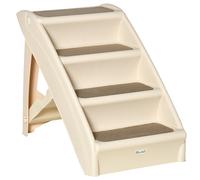 Scaletta per Cani e Gatti Pieghevole 4 Gradini Antiscivolo 62x38x49,5 cm in PP Beige