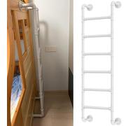 Scaletta per letto a castello in tubo di ferro industriale bianco, multiuso, in metallo, per fuga antincendio e pozzo di finestra, soluzione per arrampicata interna da 170,2 cm, per loft