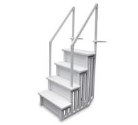 Scaletta per Piscina Fuori Terra o Interrata San Marco, Scala di Sicurezza per Piscina, Antiscivolo, Sintetica, Colore Bianco con 4 Gradini Molto Ampi.