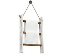 Scaletta per soffitto - Portasciugamani a 3 piani per bagno, scaletta con corda, legno decorativo, porta asciugamani da bagno, scala e ganci per decorazione della stanza della fattoria Pacienjo