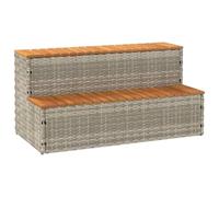 Scaletta per vasca idromassaggio, polyrattan e legno di acacia, piedini regolabili, design universale a due fasi per un facile accesso alla spa