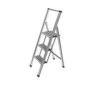 Wenko Scaletta pieghevole alluminio 3 gradini, Alluminio, 44 x 127 x 5.5 cm, Argento opaco