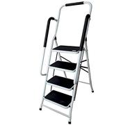 Scaletta pieghevole antiscivolo a 4 gradini in acciaio per corrimano di sicurezza per casa, scala giornaliera, altezza massima 95 cm