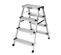 Scaletta pieghevole su entrambi i lati, resistente, piattaforma in alluminio, capacità 150 kg, multiuso, fai da te, per interni ed esterni, TOUGH MASTER (4 gradini)