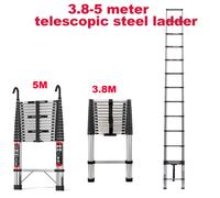 Scaletta pieghevole telescopica in alluminio 3.8M-5M, scala a soppalco diritta multiuso Scaletta pieghevole portatile in acciaio inossidabile