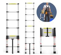 Scaletta pieghevole telescopica in alluminio da 2,6 M/3,2 m/3,8 M, multiuso, antiscivolo, estensibile, leggera, capacità di carico di 150 kg