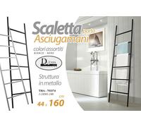 SCALETTA PORTA ASCIUGAMANI PORTA TELO BAGNO METALLO MODERNO BIANCO NERO 160 CM
