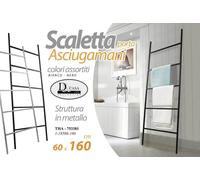 SCALETTA PORTA ASCIUGAMANI SCALA PORTA TELO METALLO MODERNO NERO BIANCO 16060cm