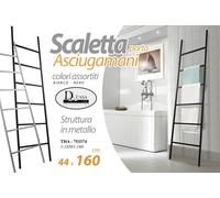 SCALETTA SCALA PORTA ASCIUGAMANI PORTA TELO BAGNO METALLO NERO BIANCO 16038 CM
