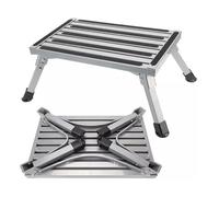 Scaletta Sgabello con gradino piccolo da 18'', Gradini di sicurezza durevoli per camper, Scaletta con piattaforma pieghevole, Alluminio robusto da 330 ibs, Sgabello a 1 gradino per camion da viaggio c