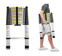 Scaletta telescopica 3,8 m scala telescopica alluminio estensione scaletta multiuso con meccanismo a molla di bloccaggio EN131 antiscivolo 149,7 kilogram max capacità