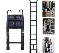 Scaletta Telescopica Alluminio con 2 Ganci, 11 Gradini, 3,2m Scala Allungabile, Scala Portatile e Leggera, Forte e Stabile, Multiuso, Portata 150 kg, Norma EN131, Nero