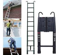 Scaletta Telescopica Alluminio con 2 Ganci, 13 Gradini, 3,8 m Scala Allungabile, Scala Portatile e Leggera, Forte e Stabile, Multiuso, Portata 150 kg, EN131, Nero