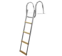 Scaletta Telescopica in Acciaio Legno Iroko 113 cm 4 Gradini Larghi Imbarcazione
