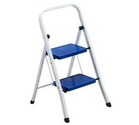Scaletto Sgabello Richiudibile in Acciaio 2 Gradini Max 150 Kg Fadi Everest Bianco e Blu