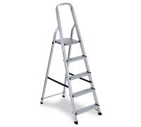 Scaletto Sgabello Richiudibile in Alluminio 5 Gradini Fadi Everest Silver