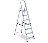 Scaletto Sgabello Richiudibile in Alluminio 7 Gradini Fadi Everest Silver