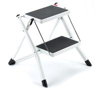 Scaletto Sgabello Richiudibile Salvaspazio in Acciaio 2 Gradini Fadi Bianco