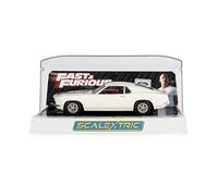 Scalextric C4664 Ford Mustang, Fast & Furious 6, scala 1:32, bianco con striscia nera, luci di lavoro, slot Magnatraction Car TV e film
