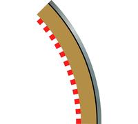 Curva a raggio 2, bordi esterni della curva 45° x 4