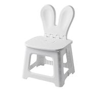 Scalino pieghevole per bambini, con orecchie di coniglio, supporto per la schiena, resistente, maniglia integrata, portatile, per soggiorno, cucina, bagno (A, taglia unica)