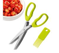Scallion Scissors Multipurpose - Stainless Steel 5 Layer Shears Cutter Tool | Kitchen Chopper Gadget Tool for Scallions Chives Basil Parsley | Cooking Vegetable Salad BBQ Picnic Restaurant Scallion Steel