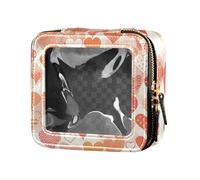 Scallop Simple Line Art Cuore San Valentino Trasparente Makeup Bag per borsa da toilette in pelle Piccola borsa cosmetica per borsa da viaggio