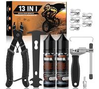 Scalnuvyyh Set di rivetti per catena per bicicletta, con 2 x 60 ml di olio per catena, attrezzi per la riparazione della catena della bicicletta, con rivetti per catena, pinze per lucchetto, calibro