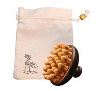 Scalp Massager, Wooden Massage Brush, Sandalwood Coarse Teeth Comb, Natural Head Stimulator with Cloth Bag for Hair Care and Relaxation, 2.95x2.36 Inches, Brown, 1 Piece