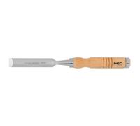 NEO TOOLS Scalpello per legno, scalpello, larghezza lama 10-38 mm, lama in acciaio CrV, manico in legno per comfort, rinforzo d'impatto, anelli in metallo sui manici, affilabile (20 mm)