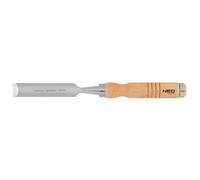 NEO TOOLS Scalpello per legno, scalpello, larghezza lama 10-38 mm, lama in acciaio CrV, manico in legno per comfort, rinforzo d'impatto, anelli in metallo sui manici, affilabile (24 mm)