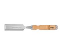 NEO TOOLS Scalpello per legno, scalpello, larghezza lama 10-38 mm, lama in acciaio CrV, manico in legno per comfort, rinforzo d'impatto, anelli in metallo sui manici, affilabile (32 mm)