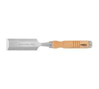 NEO TOOLS Scalpello per legno, scalpello, larghezza lama 10-38 mm, lama in acciaio CrV, manico in legno per comfort, rinforzo d'impatto, anelli in metallo sui manici, affilabile (38 mm)