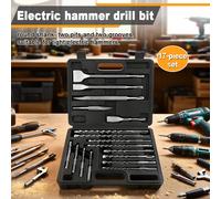 Scalpello a percussione Punta da trapano a percussione 17 pezzi Set di strumenti Durevole Manico rotondo Croce Piccone elettrico Scalpello Pala Testa per martello elettrico