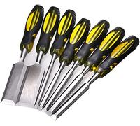 Scalpello per legno per scolpire, tagliare e modellare il legno | Tappi terminali in acciaio | Utilizzare con il martello| Strumenti di carpenteria, set da 7 pezzi