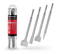 Originale Einhell set di scalpelli SDS Plus da 4 pezzi, 250 mm (scalpello a punta, scalpello piatto da 20 mm, scalpello a vanga da 40 mm, scalpello per piastrelle da 50 mm per lavori di demolizione)
