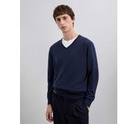 Scalpers - Maglione classico in tricot blu navy con scollo a V L