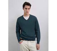 Scalpers - Maglione classico in tricot color anatra con scollo a V-Blu S