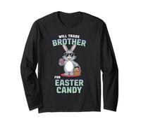 Scambierà il fratello per Easter Candy Bunny Funny Egg Hunt Kid Maglia a Manica