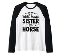 Scambierà Sorella per Cavallo Divertente Sorella Fratello Cavallo Maglia con Maniche Raglan